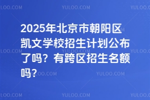 2025年北京市朝陽區凱文學校招生計劃公布了嗎？有跨區招生名額嗎？